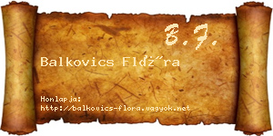 Balkovics Flóra névjegykártya